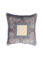 Istanbul Border Indigo/Brick Red Decorative Pillow Cover