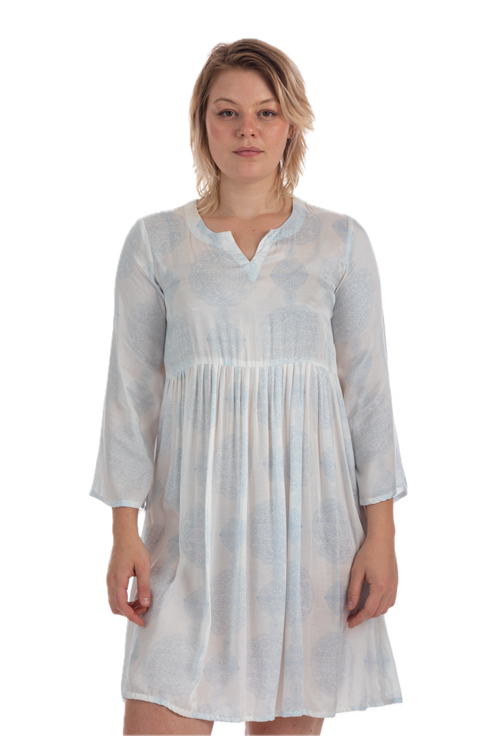 Pale Blue Manali Medallion Viscose Dress