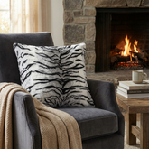 Plutus Black, White, Pink Fancy Animal Faux Fur Luxury Throw Pillow
