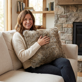 Plutus Gray Foxy Brown Gray Animal Faux Fur Luxury Throw Pillow