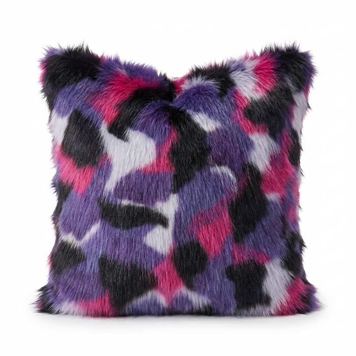 Plutus Green, Purple, Blue Northern Lights Animal Faux Fur Luxury Throw Pillow