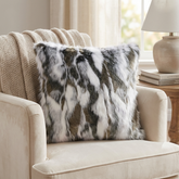 Plutus Ivory,Gray Ivory Rabbit Fur Animal Faux Fur Luxury Throw Pillow