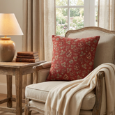 Plutus Persimmon Garden Cherry Blossoms Printed On A Linen Looking Polyester. Luxury Throw Pillow