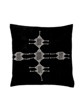 Rufia Charcoal Embroidered Velvet Pillow Cover