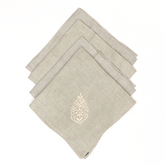 Sara Hand-Embroidered Napkins Set in Natural Linen