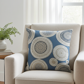Seashell Haven Blue, cream Motif Luxury Throw Pillow