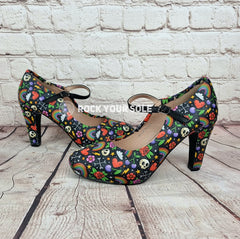 Skulls and Rainbows 4inch heels with staps