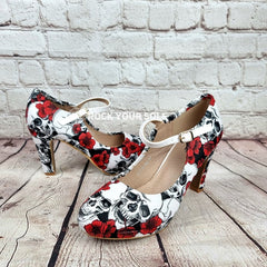 Skulls and roses 4inch heels with staps