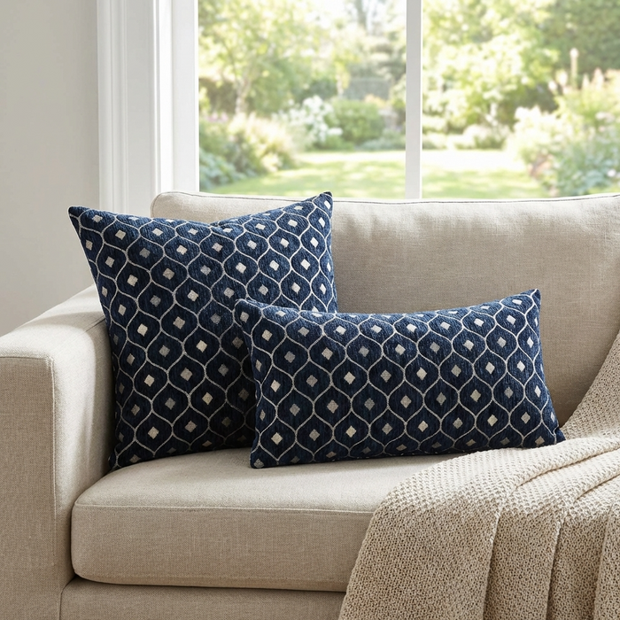 Teal Abyss Blue and Gold Luxury Throw Pillow