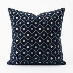 Teal Abyss Blue and Gold Luxury Throw Pillow