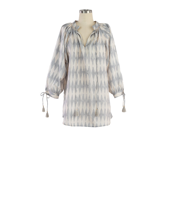 Yasmin Slate Silk Blouse