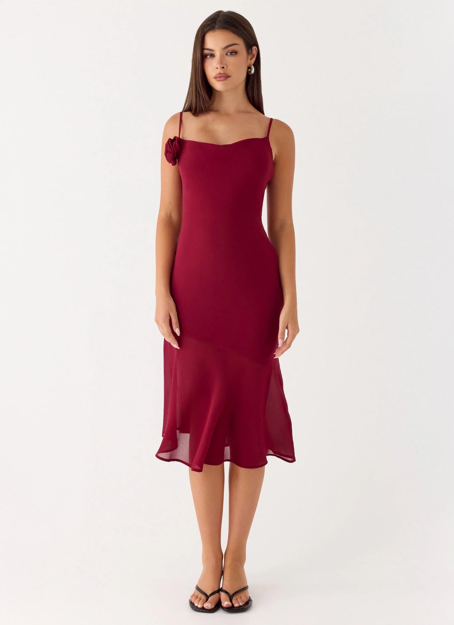 Anne Midi Dress Deep Red