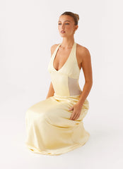 Ambre Mesh Panel Maxi Dress Yellow