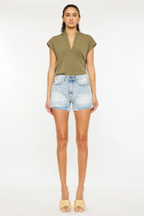 Hazel Blues® |  Kancan High Rise Raw Hem Denim Shorts