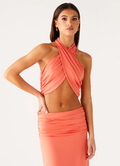 Coletta Wrap Top Coral