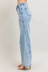 Hazel Blues® | Judy Blue High Waist Wide Leg Jeans with Skewed Inseam