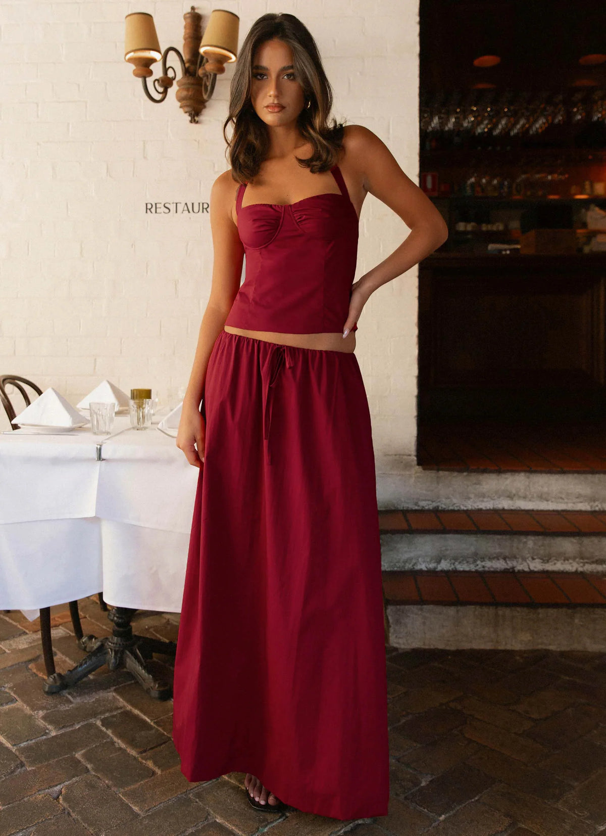 Cheryl Maxi Skirt Cherry Red