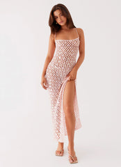 Calabria Crochet Maxi Dress Pink