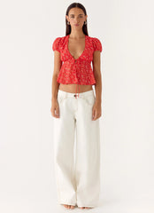 Ailani Top - Magenta Red Rose