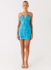 Bebe Beaded Mini Dress Royal Blue