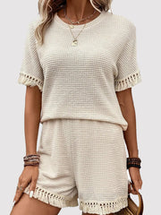 Hazel Blues® |  Tassel Round Neck Top and Shorts Set