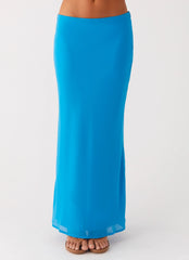 Another Life Chiffon Maxi Skirt Turquoise