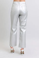 Hazel Blues® | Judy Blue High Waist Silver Faux Leather Pants