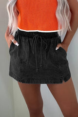 Hazel Blues® |  Drawstring High Waist Denim Shorts