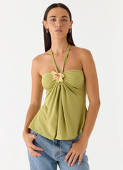 Corah Halter Top Green Olive