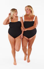 Hudson One Piece ~ Black Scrunch with White Bow