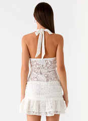 Alysha Halter Lace Mini Dress Cream