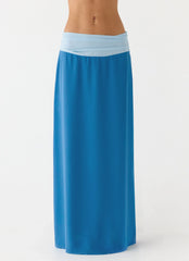 Blushing Bloom Maxi Skirt Baby Blue