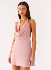 Coral Meadow Cowl Mini Dress Pink