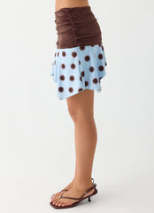 Being With You Mini Skirt Blue Mocha Dot