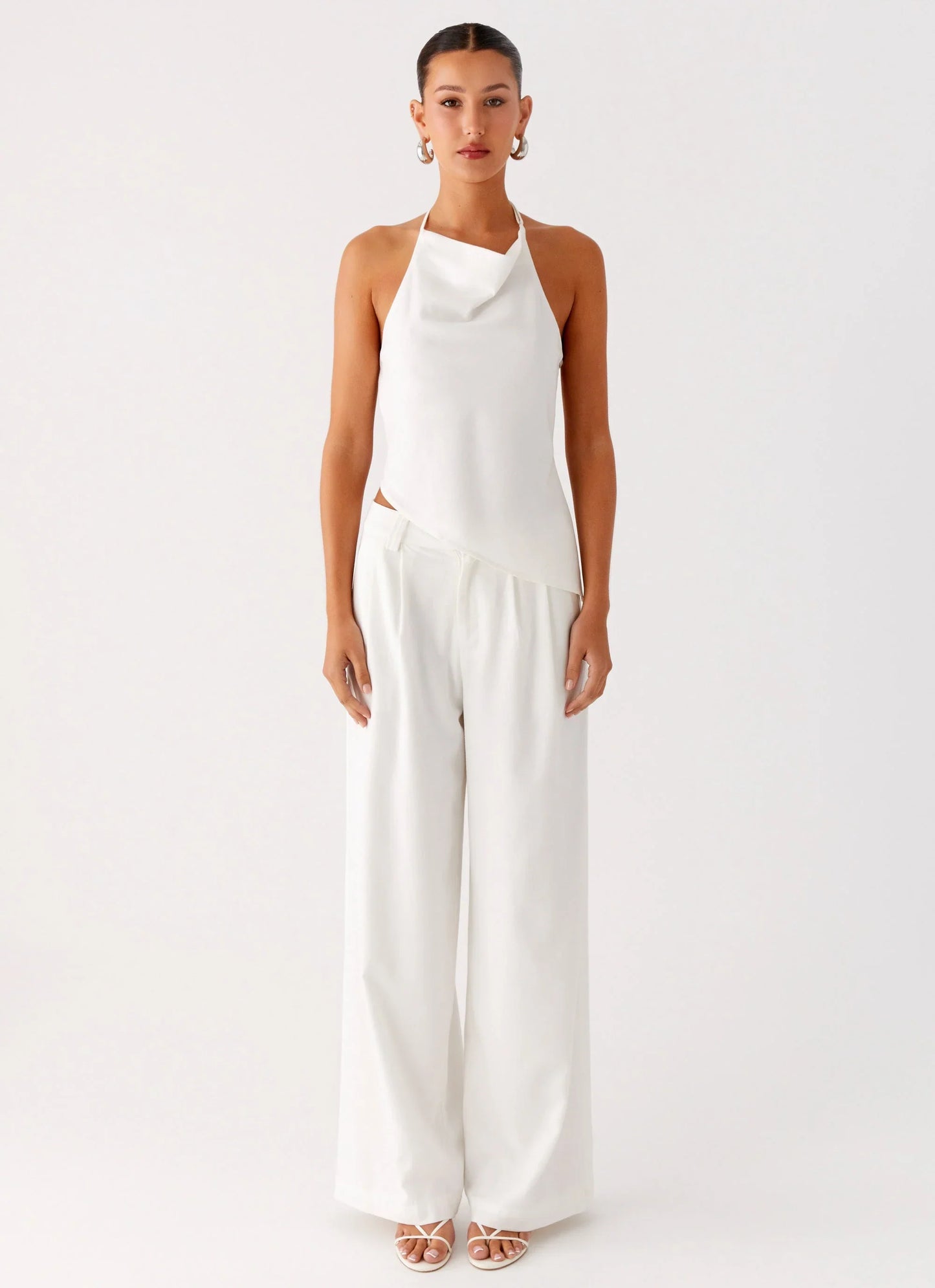 Delong Low Rise Linen Pants White