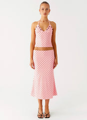 Bahama Low Rise Midi Skirt Strawberry Dot
