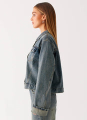 Back Again Oversized Denim Jacket Dirty Wash
