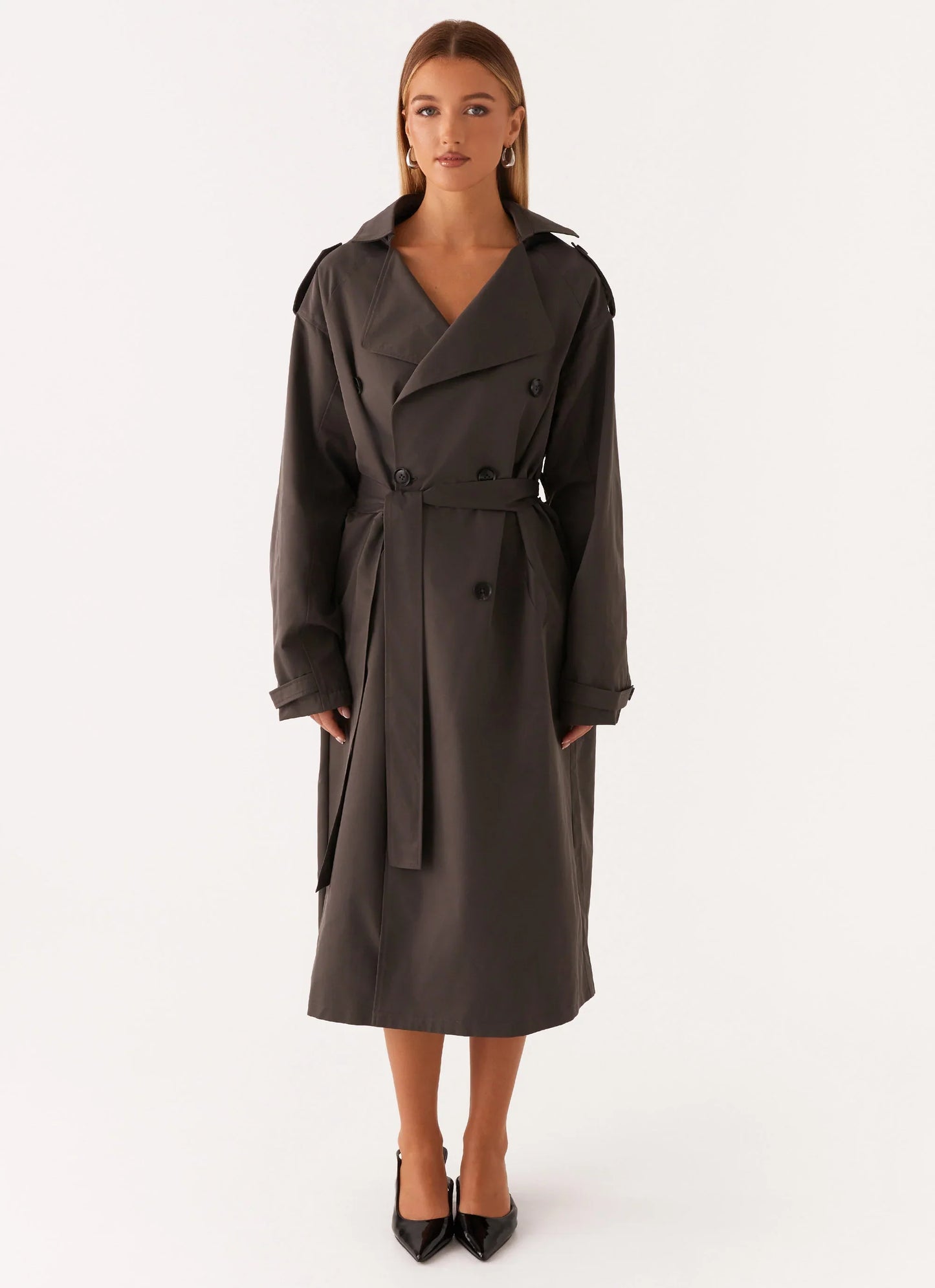 Brighton Oversized Trench Coat Grey