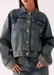 Back Again Oversized Denim Jacket Dirty Wash