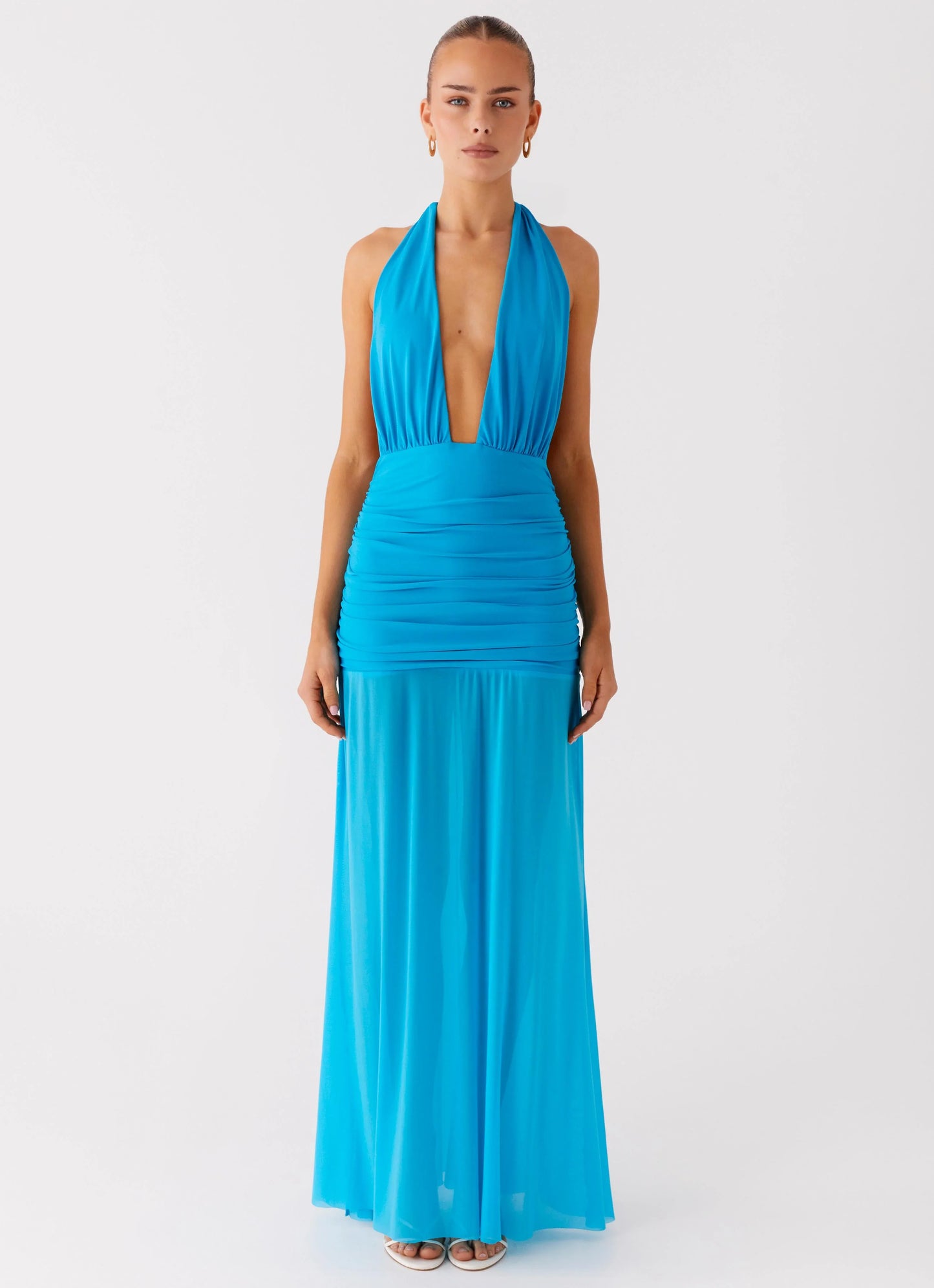 Dilemma Halter Maxi Dress Turquoise Blue
