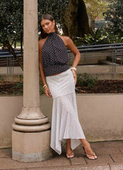 Buffy Maxi Skirt White Polkadot