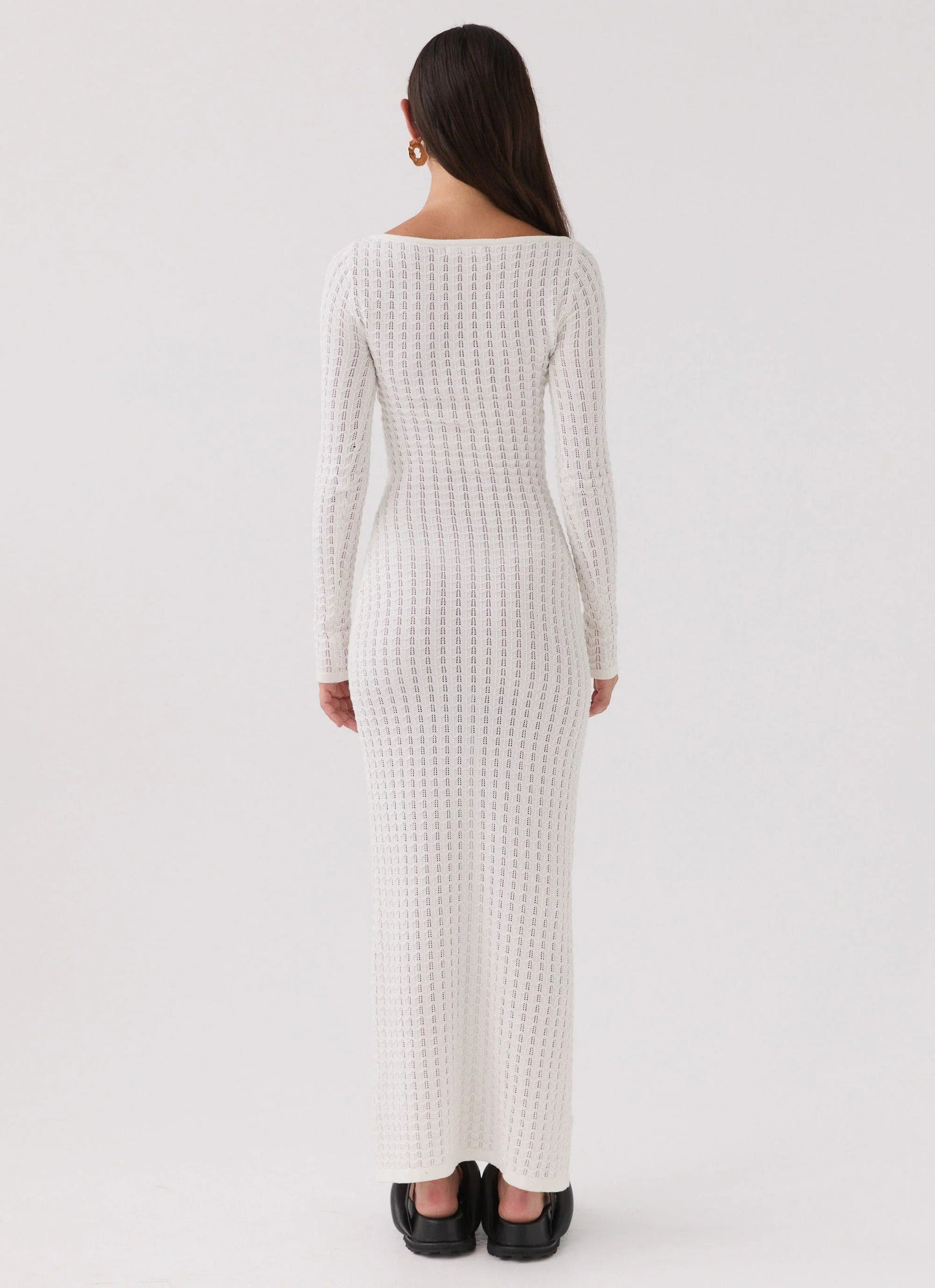Crystal Cascade Knit Maxi Dress White