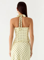 Breanne Top Yellow Polka Dot