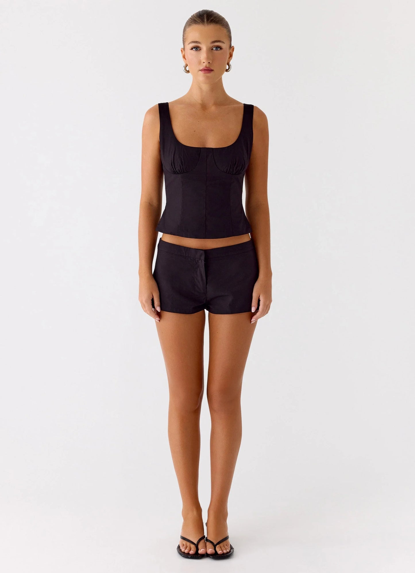 Coastline Cotton Micro Mini Shorts Black