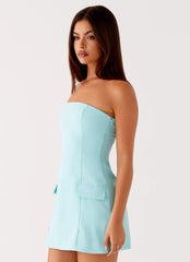 Allora Strapless Mini Dress Turquoise