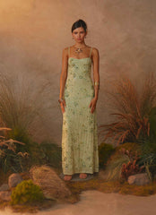 Celandine Beaded Maxi Dress Lime