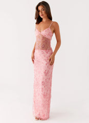 Akira Beaded Maxi Dress Pink Orange