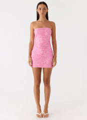 Dangerous Kind Beaded Mini Dress Pink