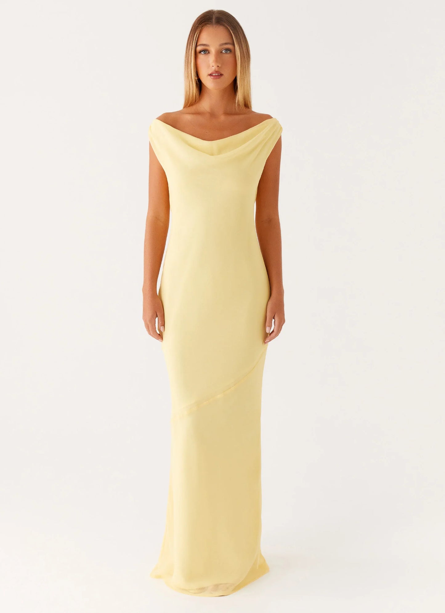 Brittany Chiffon Maxi Dress Pastel Yellow