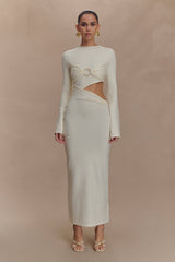 Azariah Long Sleeve Knit Midi Dress - Ivory